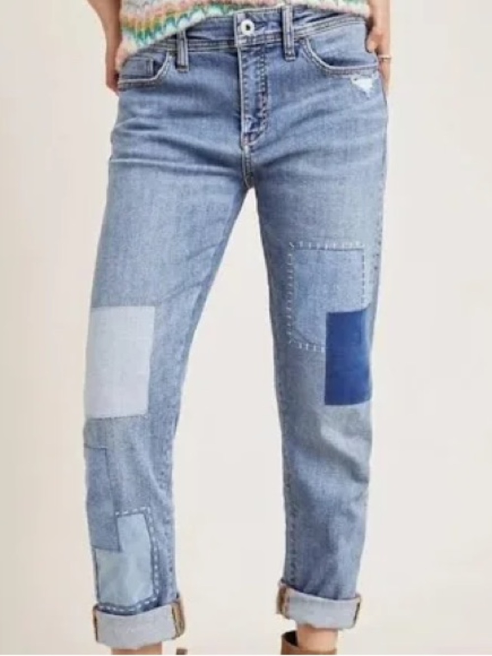 Pilcro Anthropologie Boyfriend Denim Jeans Size 30 Mid Rise Boho Hippie Bohemian